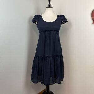Marc By Marc Jacobs Navy Silk Tiered Babydoll Dress Size 2 Classy